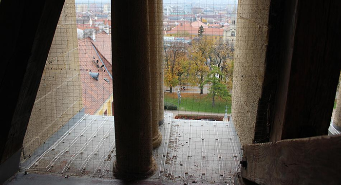 A pécsi székesegyház tornyának galambmentesítése