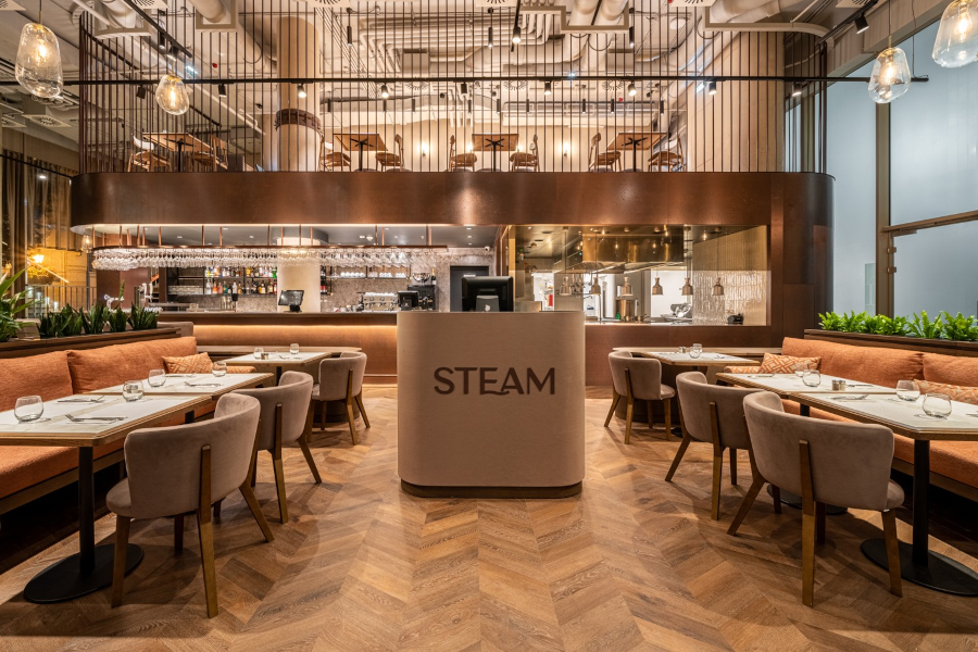 Aspecta LVT burkolatok a Steam étteremben