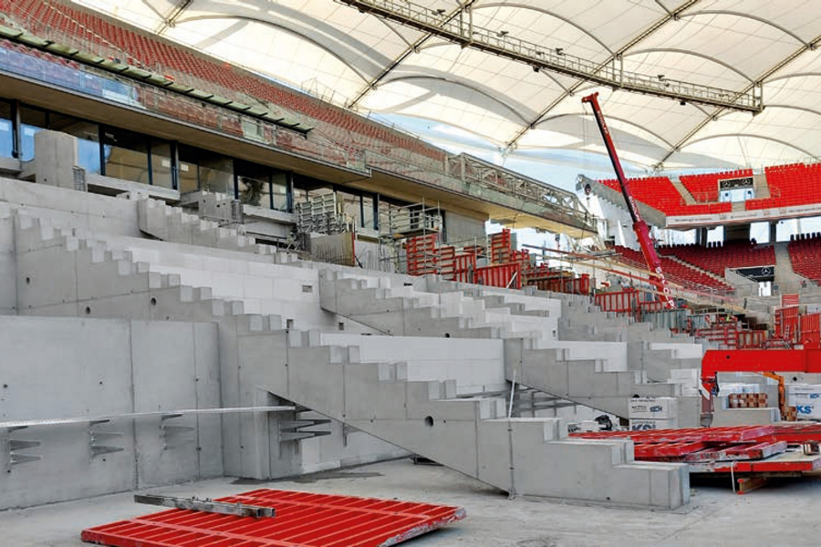 Lelátók átépítése a stuttgarti MHP Arenában a MEVA megoldásaival