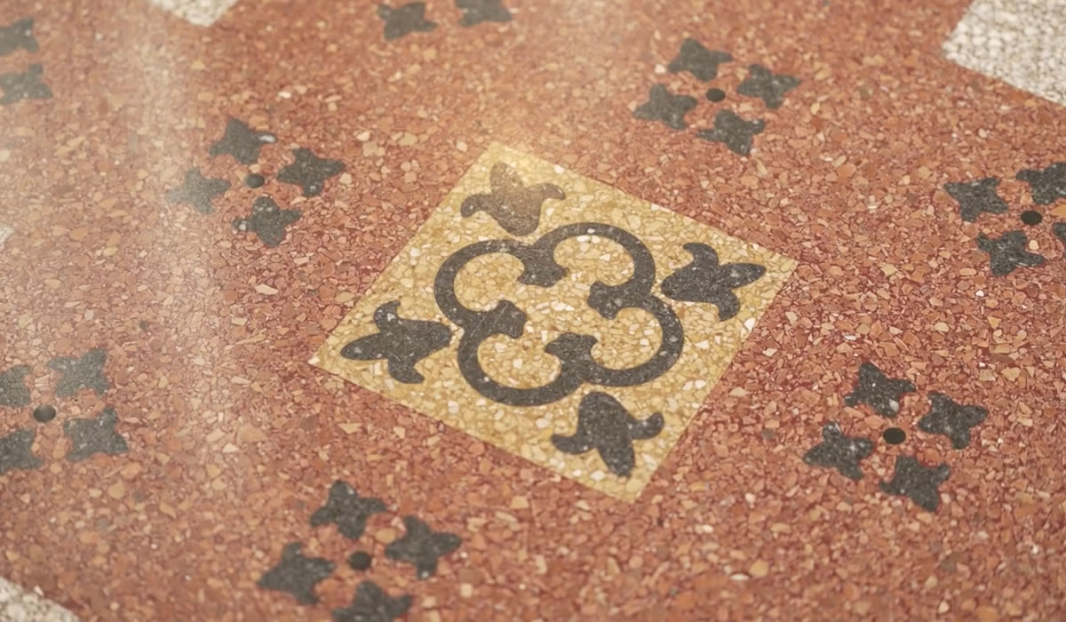 Műemléki terrazzo padló részlete