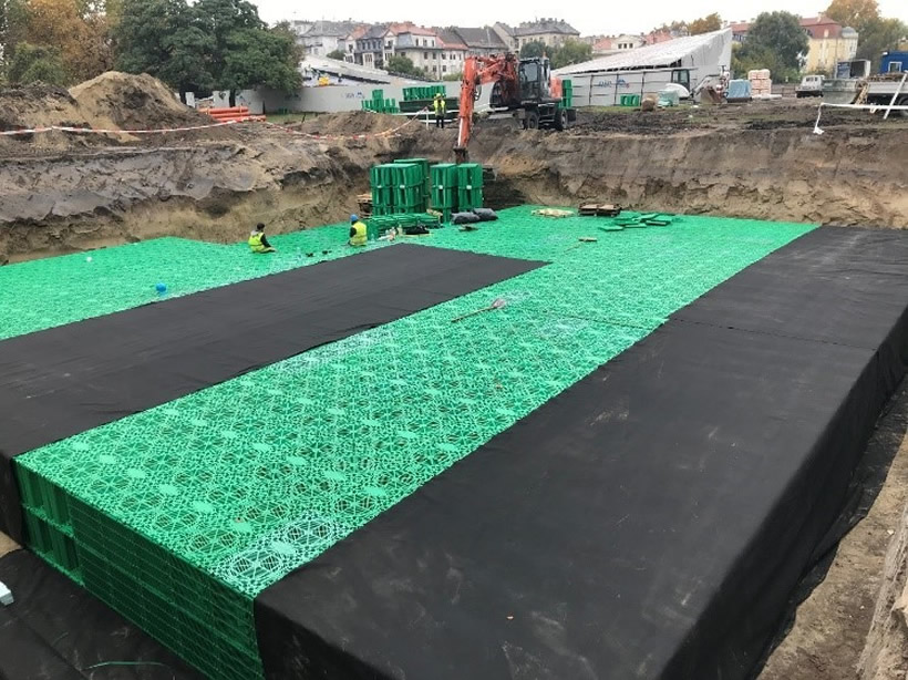 Pipelife Stormbox II csapadékvíz szikkasztó rendszer a Néprajzi Múzeumnál