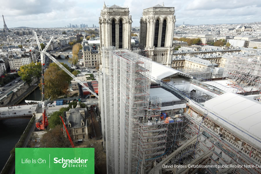 A legmodernebb energiamenedzsment megoldásokkal és a Schneider Electric segítségével épül újjá a Notre-Dame