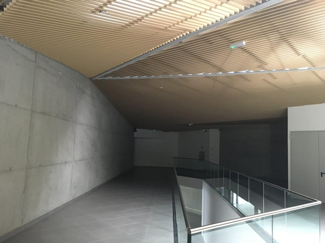 Vertical sávos fém álmennyezet a győri EYOF sportközpontban