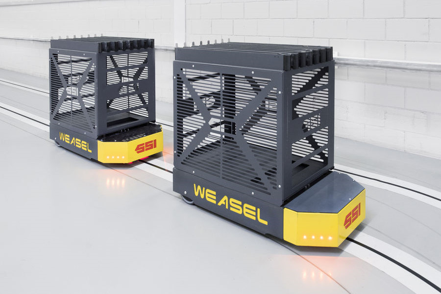 WEASEL® automata szállítórendszer a Bachmann Forming AG raktárában