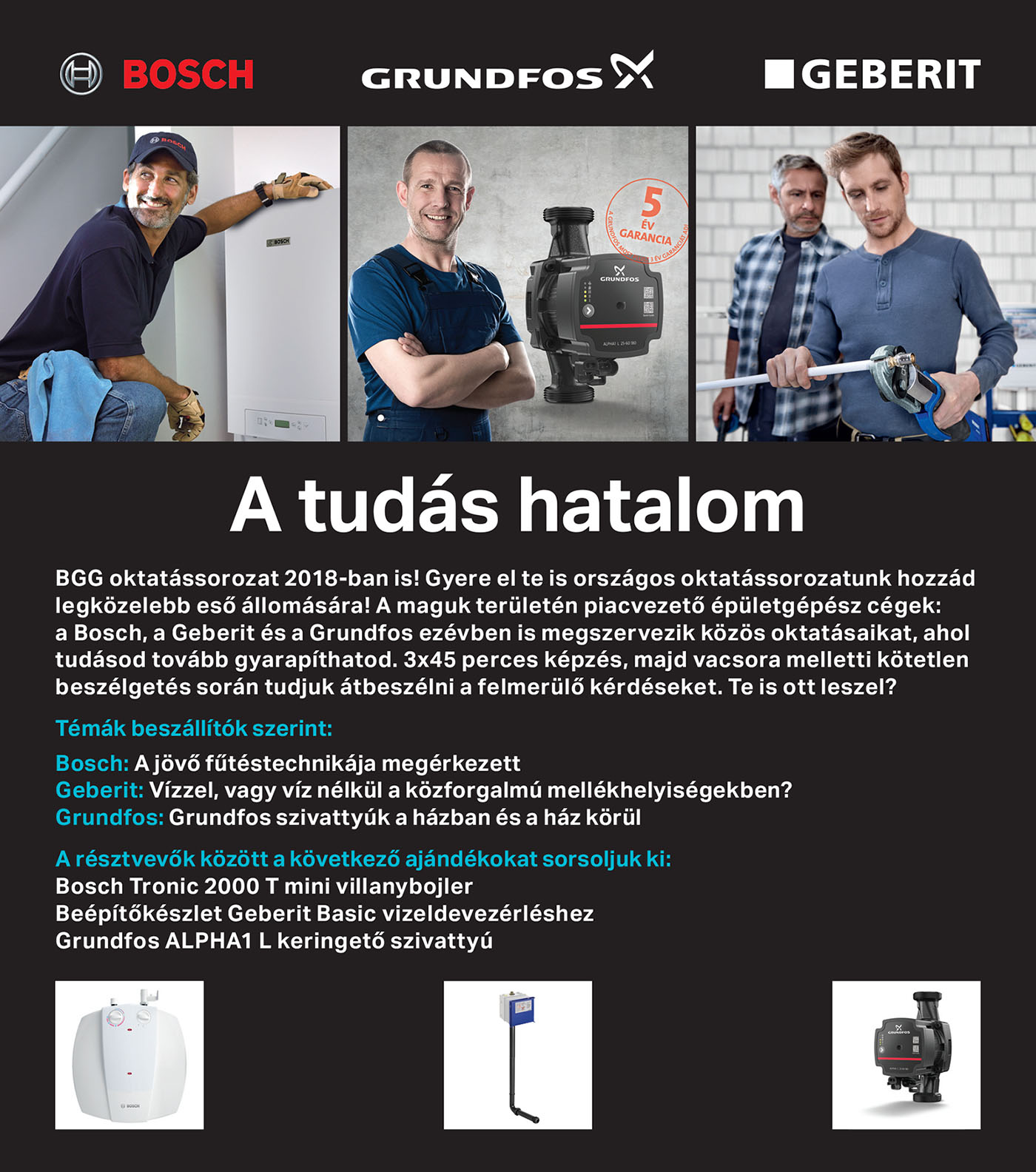 Bosch, Grundfos, Geberit oktatássorozat - 2018 március