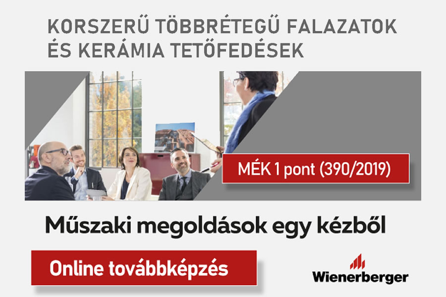 Végezze el a Wienerberger online kurzusát és szerezzen 1 MÉK pontot