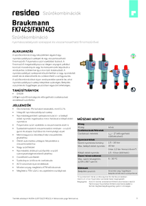 FK74CS / FKN74CS nyomásszabályozóval ellátott vízszűrő - részletes termékismertető