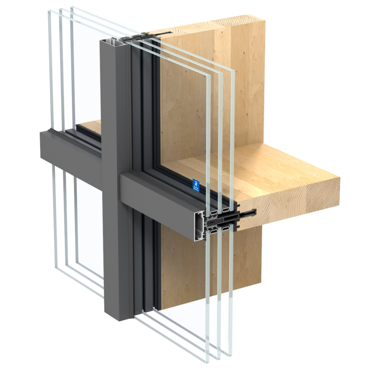 Reynaers TimberWall 50 hybrid függönyfal rendszer