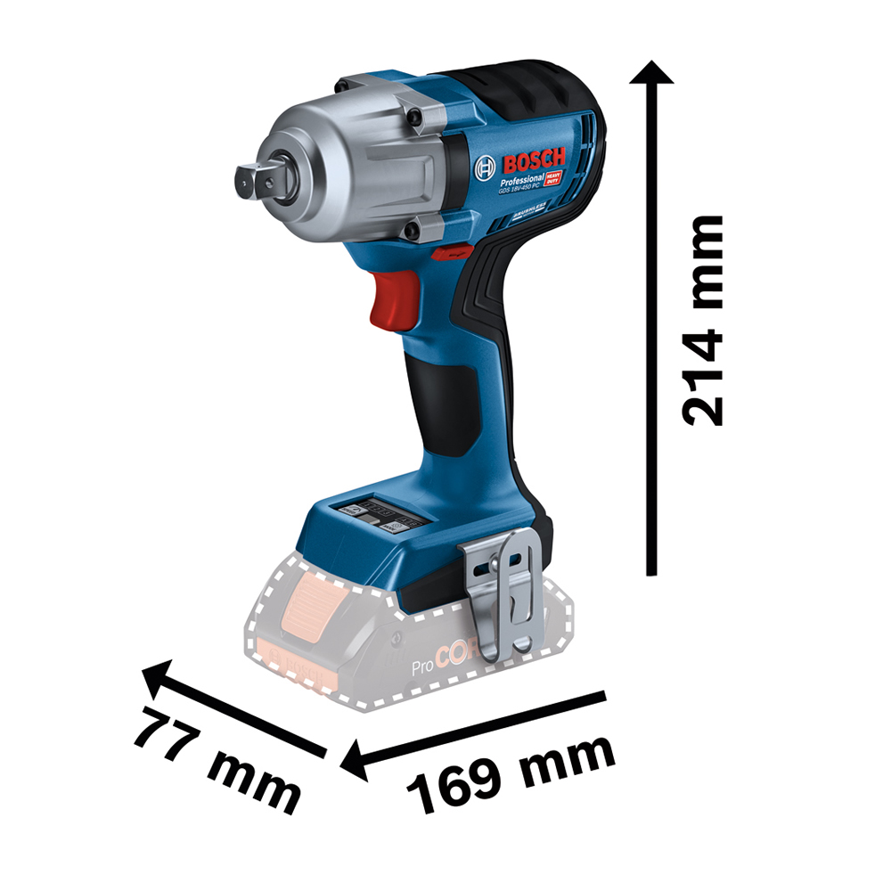 Bosch GDS 18V-450 PC Professional akkus ütvecsavarozó méretei