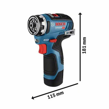 Bosch GSR 12V-35 FC Professional akkus fúrócsavarozó - méretek