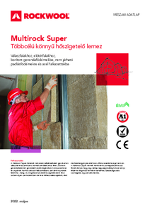 Multirock Super többcélú könnyű hőszigetelő lemez - műszaki adatlap
