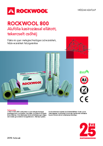 ROCKWOOL 800 alufólia kasírozással ellátott, tekercselt csőhéj - műszaki adatlap