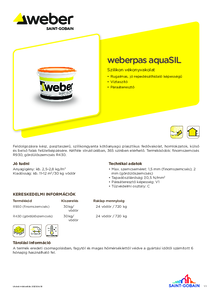 weberpas aquaSIL szilikon vékonyvakolat - műszaki adatlap