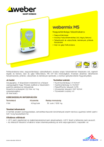 webermix M5 nagyszilárdságú falazóhabarcs - műszaki adatlap