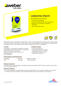 webermix therm hőszigetelő falazóhabarcs - műszaki adatlap