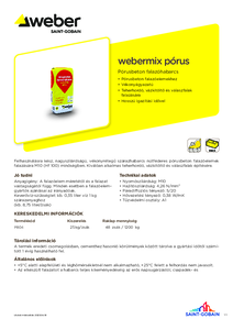 webermix pórusbeton falazóhabarcs - műszaki adatlap