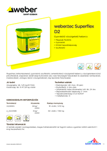 webertec Superflex D2 gyorskötő vízszigetelő habarcs - műszaki adatlap
