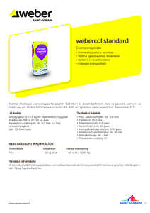 webercol standard csemperagasztó - műszaki adatlap