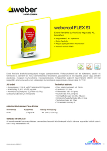 webercol FLEX S1 extra flexibilis burkolólap-ragasztó - műszaki adatlap