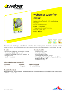 weberset superflex max2 emelt minőségű XXL burkolólap-ragasztó - műszaki adatlap