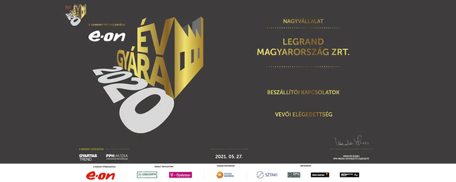 Legrand Zrt. az Év Gyárai 2020 díjazottjai között