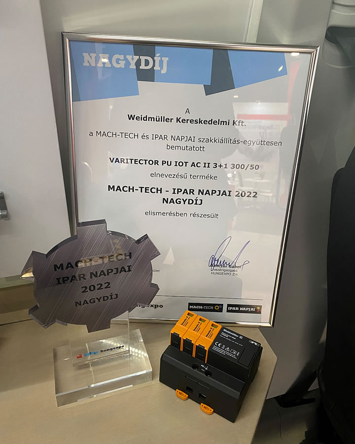 MACH-TECH-IPAR NAPJAI 2022 nagydíjban részesült a VARITECTOR PU AC IoT túlfeszültség-védelmi készülék