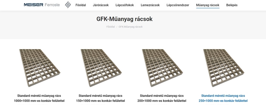 Elérhetők a standard méretű MEISER-típusú műanyag járórácsok a MEISER Ferroste webáruházában