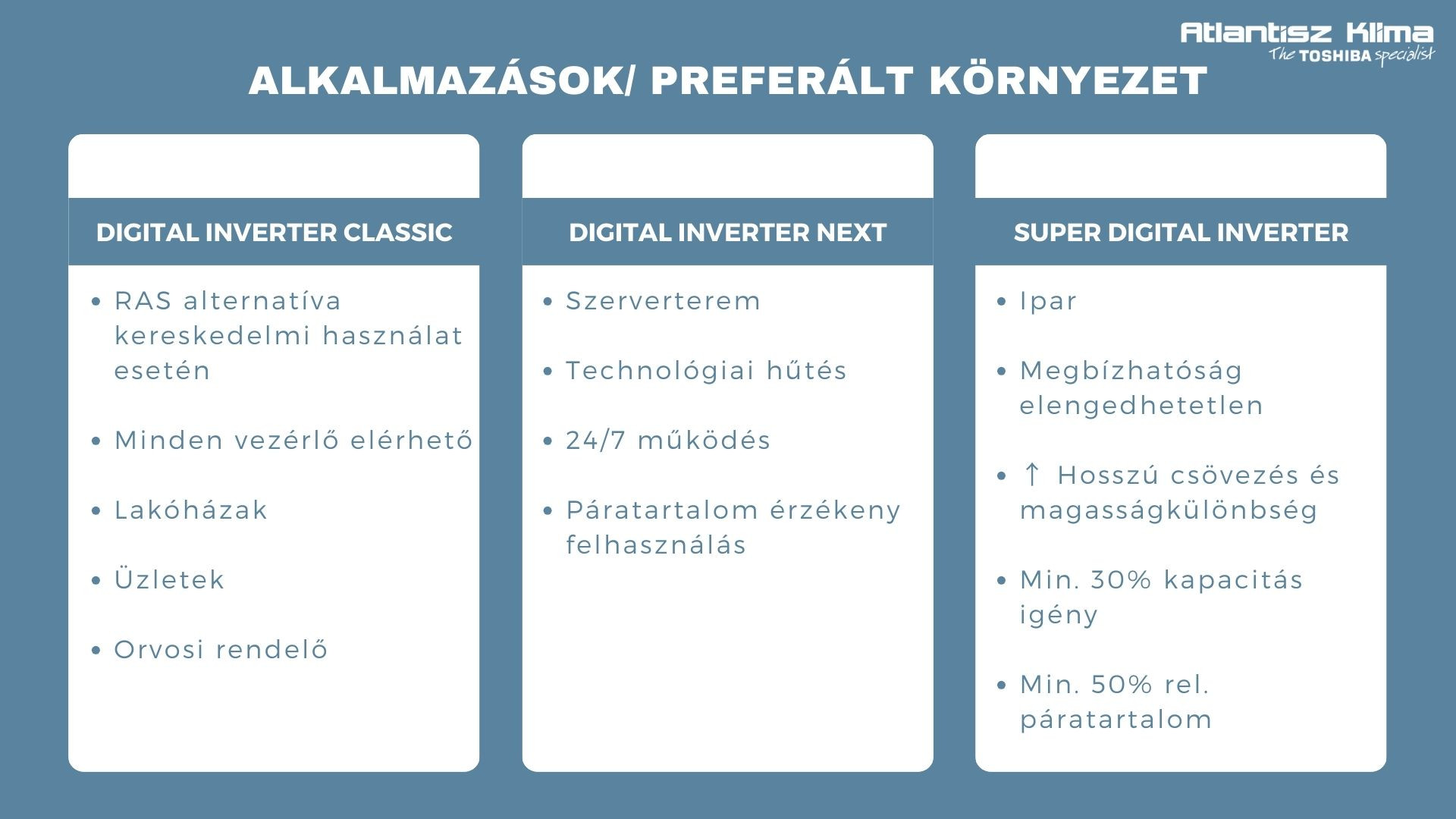 Toshiba RAV kültéri egységek összehasonlítása