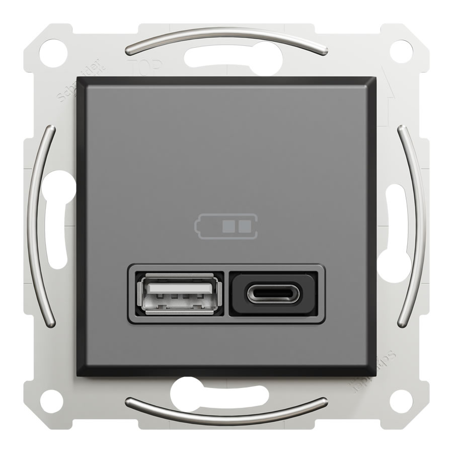 Új Asfora dupla USB gyorstöltő, antracit