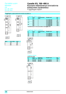 Canalis KS függőleges tápsín <br>
Rendelési számok, méretek - részletes termékismertető