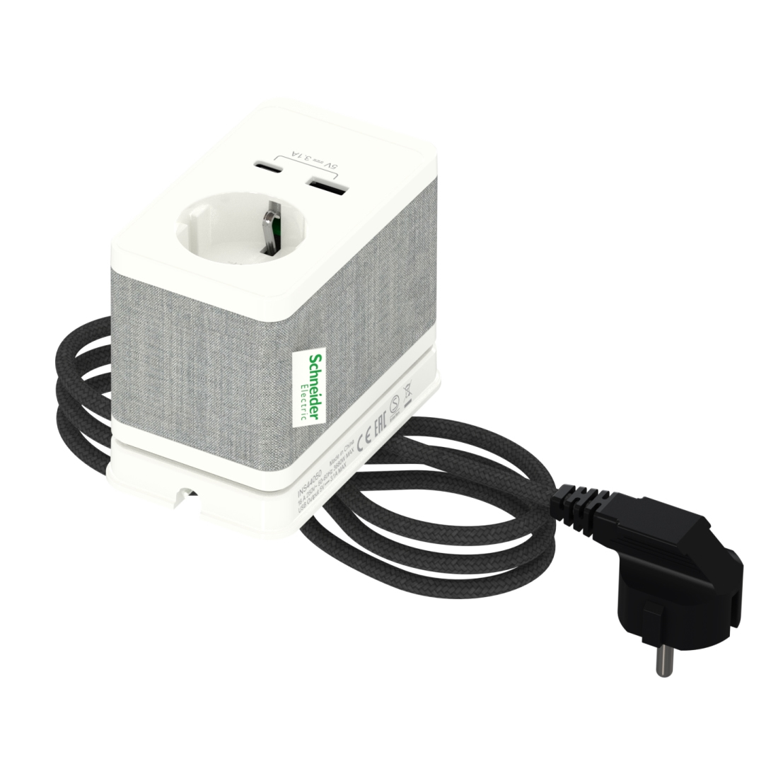 Unica System+ asztali csatlakoz, 2P+F / USB A+C, fehér-szürke (INS44050)