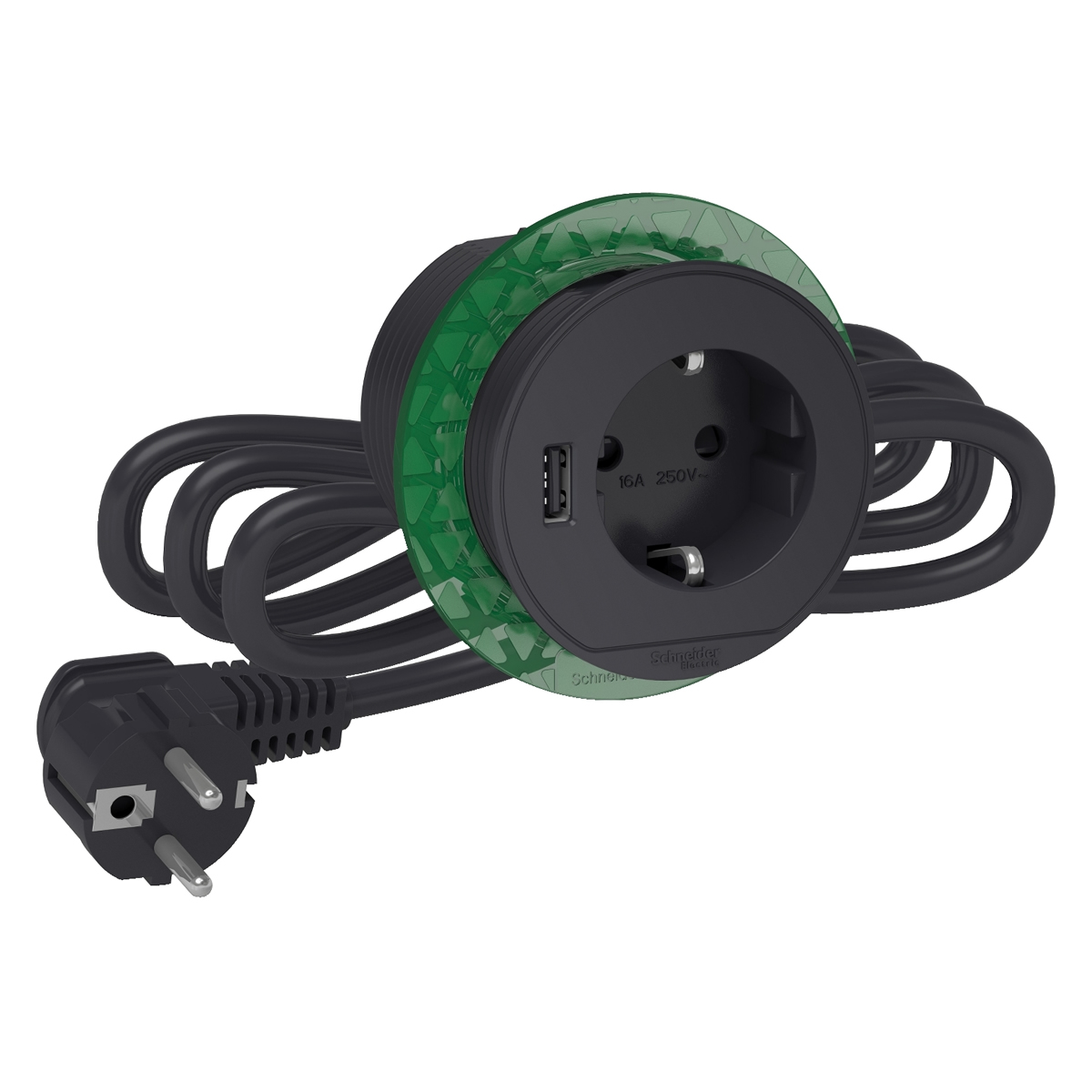Unica System+ bútorba süllyeszthető 2P+F / USB A, antracit (INS44005)