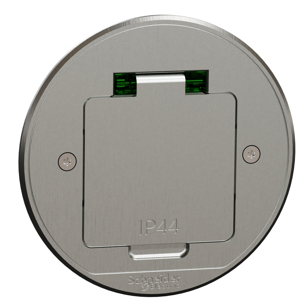Unica System+ padlócsatlakozó, kör alakú, fém, 2P+F csatlakozóaljzattal (INS52101)