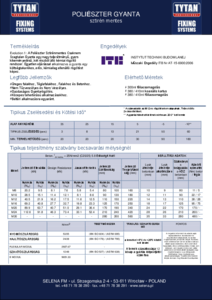Tytan EV 1 vegyi dübel - műszaki adatlap