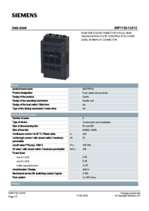 siemens 3NP1133-1CA10 szakaszkapcsoló-biztosító<br>3P, NH00, 160A, szerelőlapra, lapos csatl. - műszaki adatlap