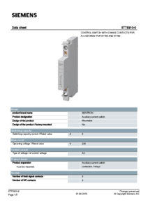 5TT5910-0 segédáramköri kapcsoló, AC 230 V, 2Z - műszaki adatlap