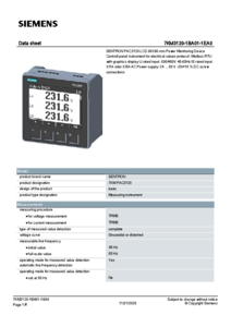 7KM3120-1BA01-1EA0 Sentron PAC3120 - műszaki adatlap