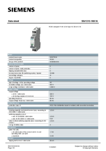 5SV1313-1KK16 hibaáram megszakító - műszaki adatlap