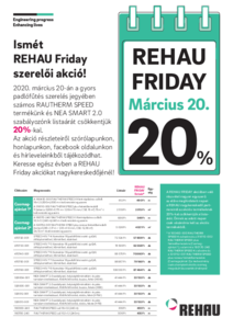 REHAU Friday szerelői akció 2020. március 20-án - általános termékismertető