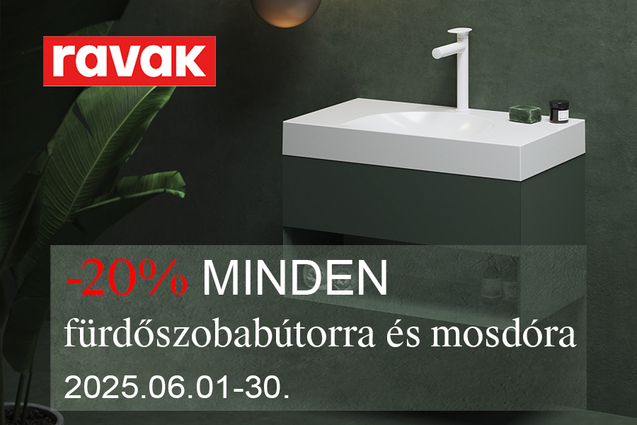 20% kedvezmény minden RAVAK mosdóra és fürdőszobabútorra