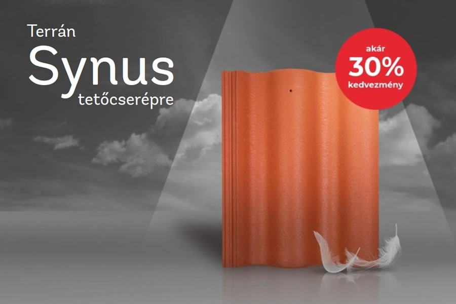 Terrán Synus tetőcserepek akár 30% kedvezménnyel