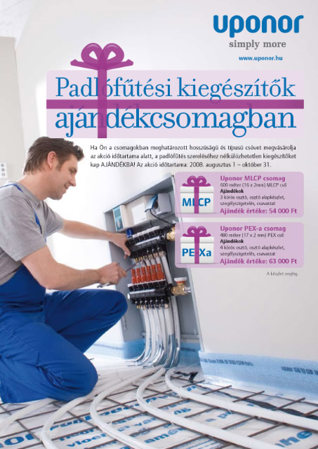 Uponor padlófűtési kiegészítők ajándékcsomagban