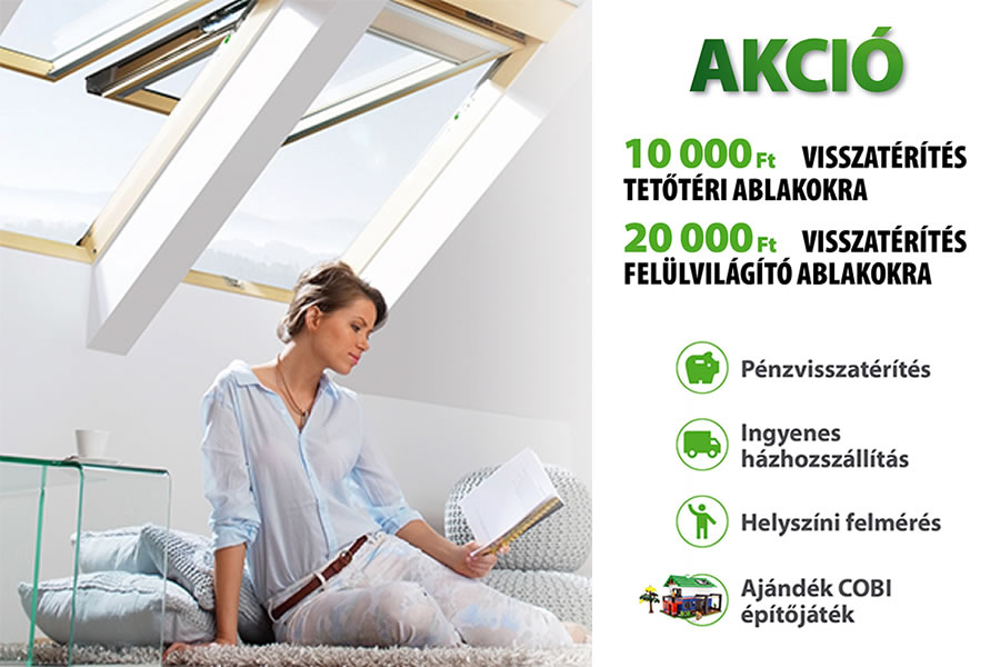 FAKRO tetőablak akció, idén is garantált pénzvisszatérítéssel és extra kedvezményekkel