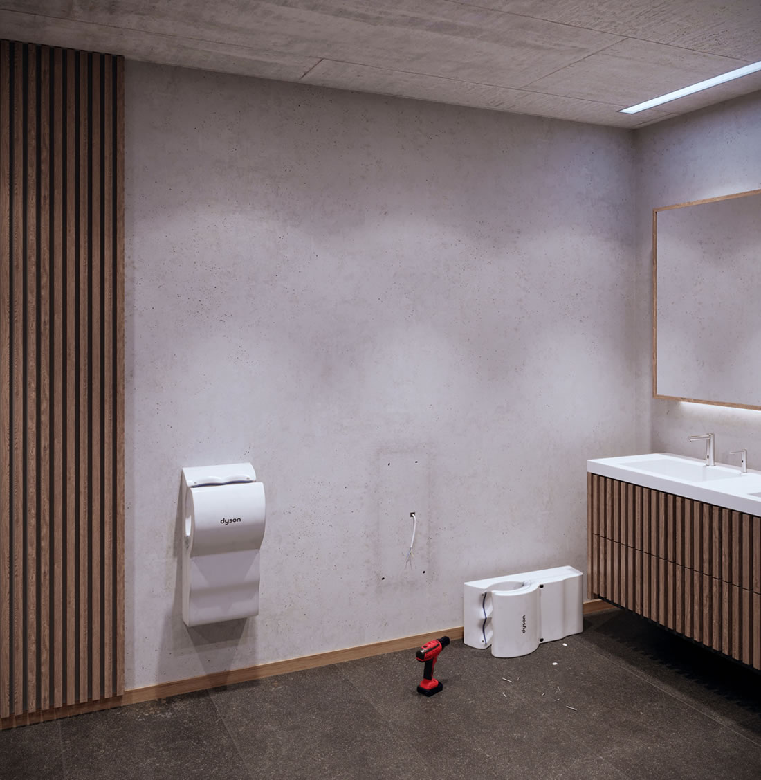 Korábbi Dyson Airblade AB14 kézszárító leszerelése Korábbi Dyson Airblade AB14 kézszárító leszerelése