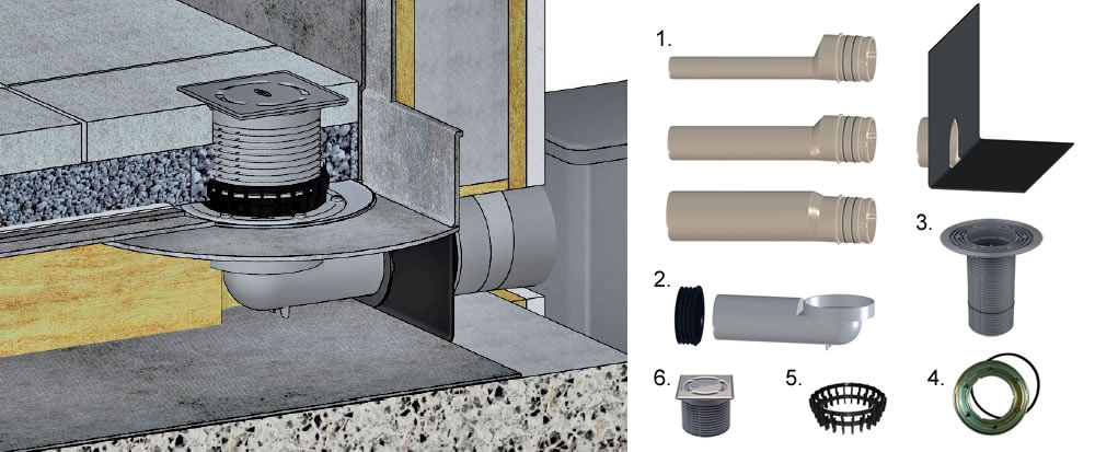 Oldalkifolyó hőszigetelt terasz, rozsdamentes ráccsal - bitumen párazáró, hőszigetelés, PVC vízszigetelés, kavicságy, beton járólapok Oldalkifolyó hőszigetelt terasz, rozsdamentes ráccsal - bitumen párazáró, hőszigetelés, PVC vízszigetelés, kavicságy, beton járólapok