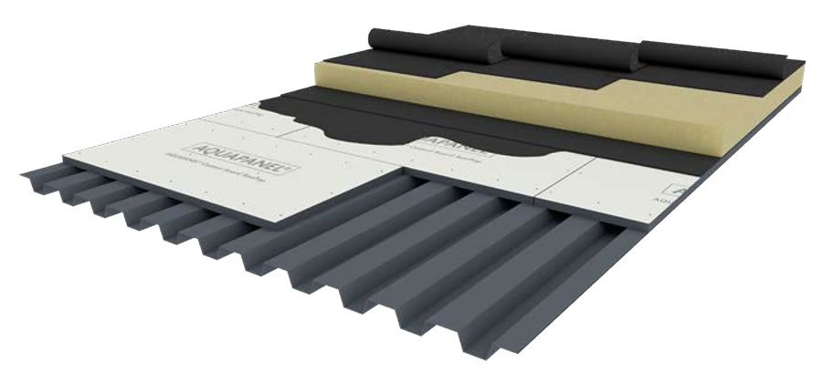 AQUAPANEL® Cement Board Rooftop rétegrend – hordozó lemezként