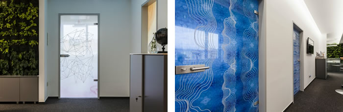 Luminari glass design üvegek a Maform design stúdió irodájában
