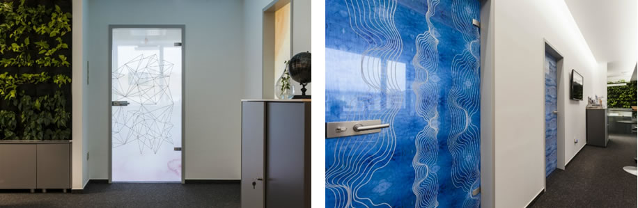 Luminari glass design üvegek a Maform design stúdió irodájában