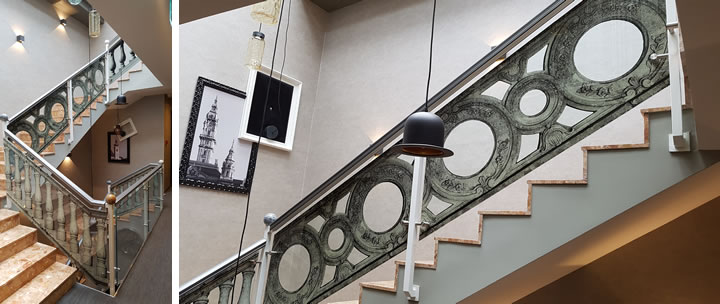 myGlass® digitális nyomtatással kiegészített biztonsági üveg a győri Unique Hotelben