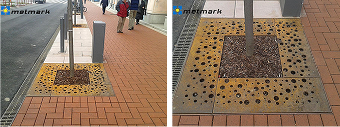 A szegedi Dugonics tér fái tetszetős, környezetbe illő rácsokkal védettek